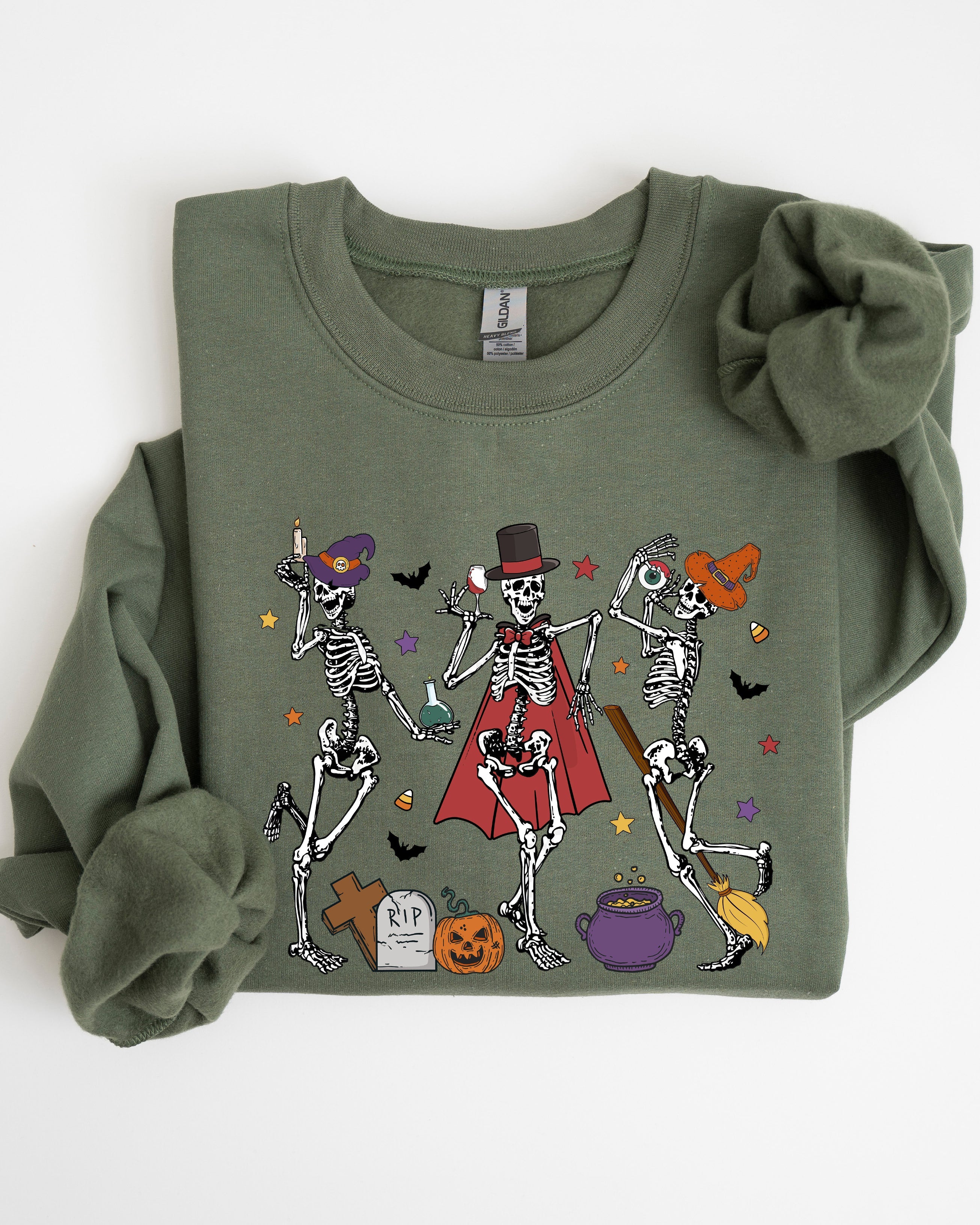 Dancing Skeleton Halloween Party Trick Or Treat Cute Fun Spooky Vibe Collective Sweatshirt