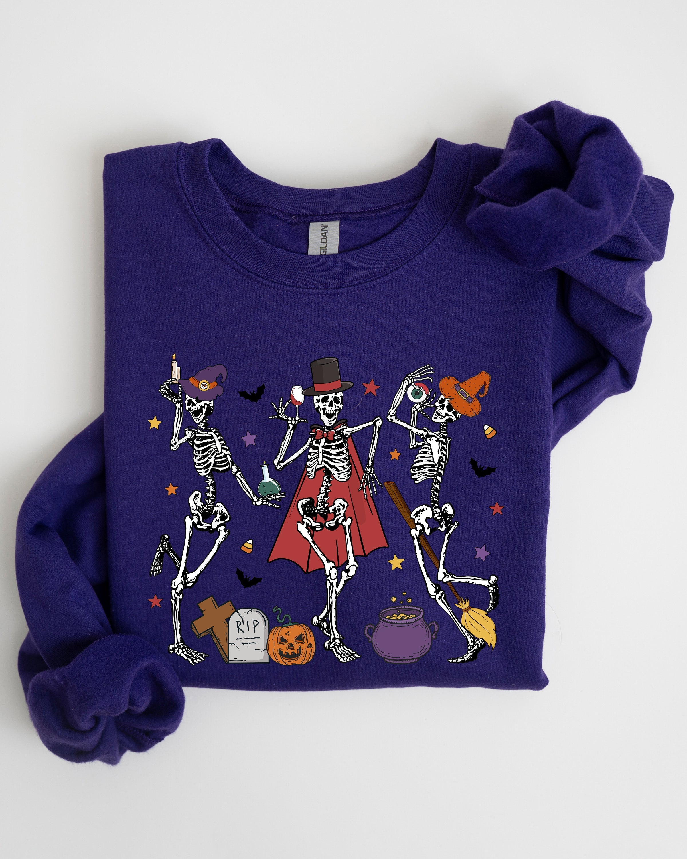 Dancing Skeleton Halloween Party Trick Or Treat Cute Fun Spooky Vibe Collective Sweatshirt