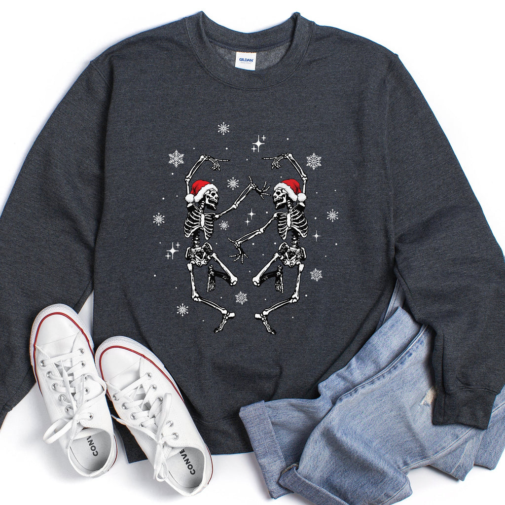 Dancing Skeletons Vintage Christmas Illustration Festive Holiday Parade Sweatshirt