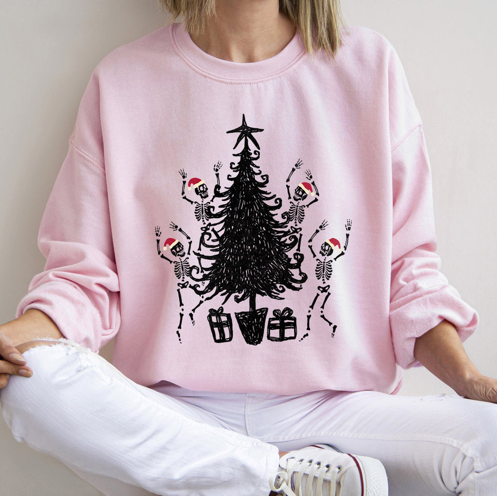 Christmas Dancing Skeletons Festive Holiday Skeletons Celebration Edition Sweatshirt
