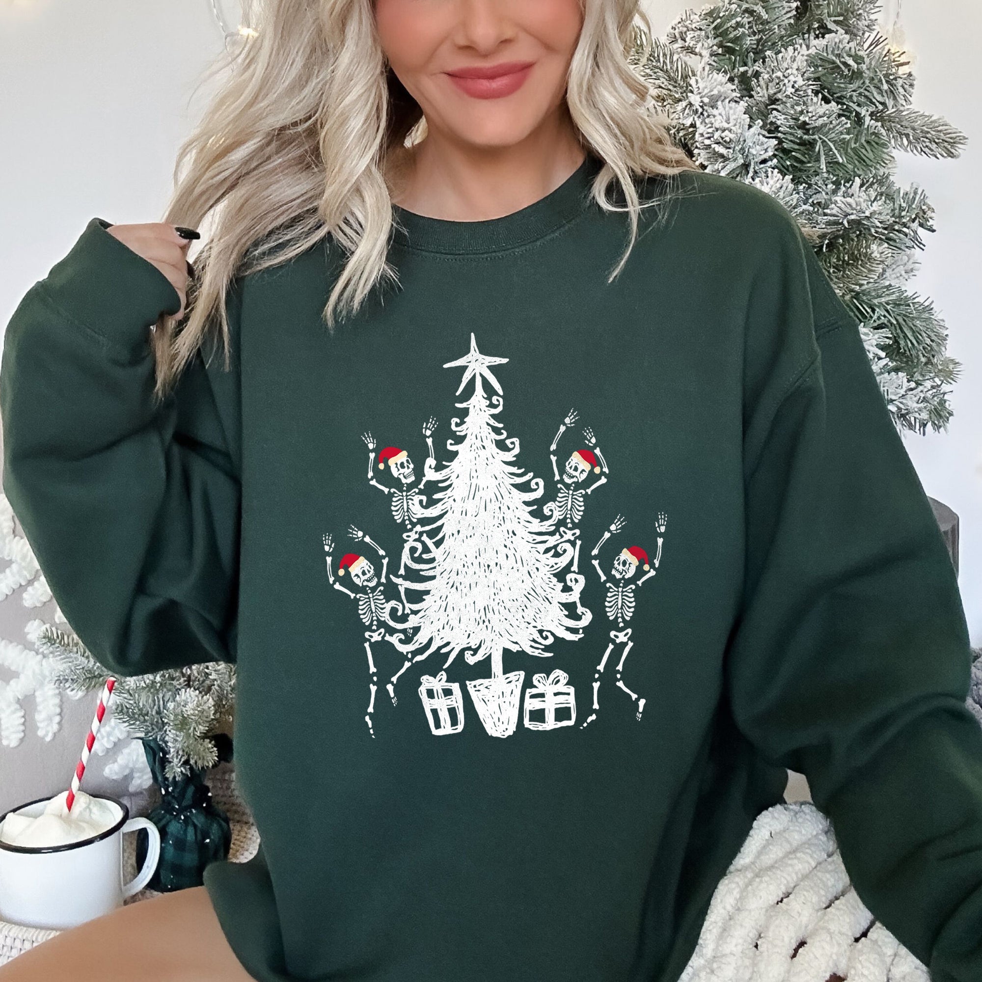 Christmas Dancing Skeletons Festive Bone Parade Edition With Retro Holiday Charm Sweatshirt