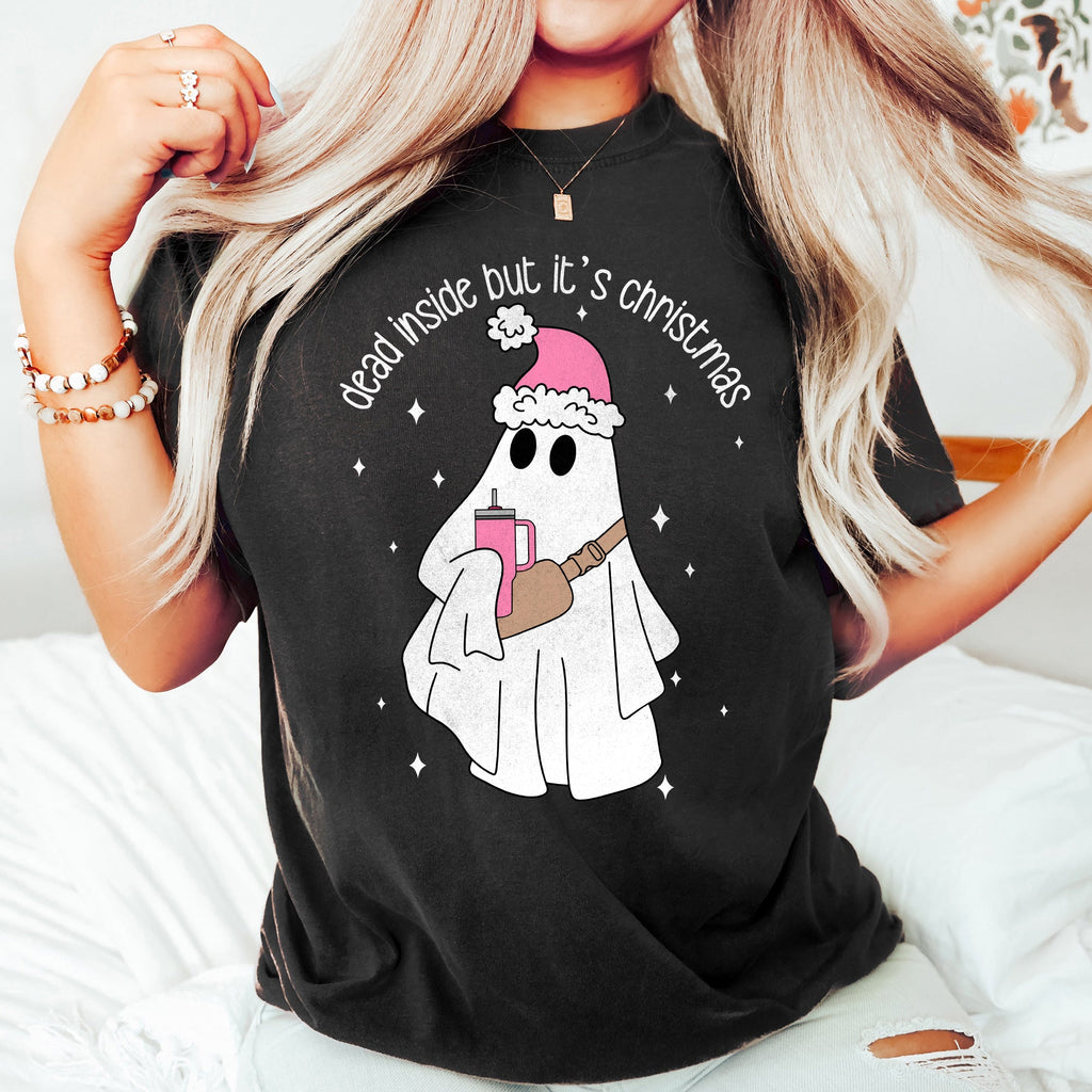 Dead Inside But It's Christmas BooJee Bougie Ghost Holiday Edition Comfort Colors Tee