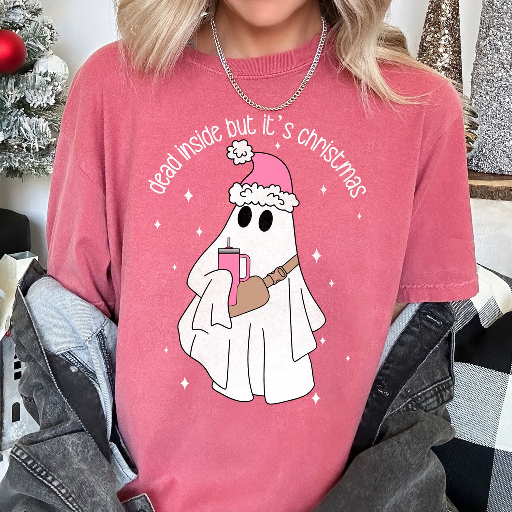Dead Inside But It's Christmas BooJee Bougie Ghost Holiday Edition Comfort Colors Tee