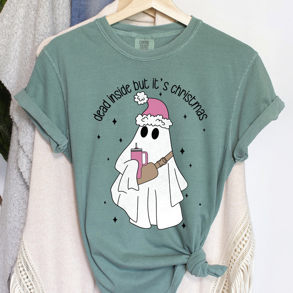 Dead Inside But It's Christmas BooJee Bougie Ghost Holiday Edition Comfort Colors Tee