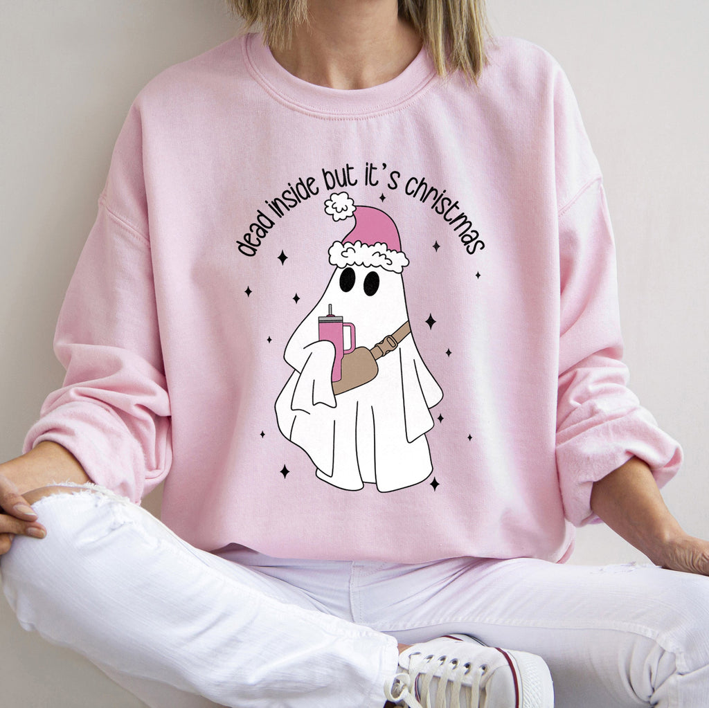 Dead Inside But It's Christmas Retro Cozy Winter Edition Graphic Print Sweatshirt