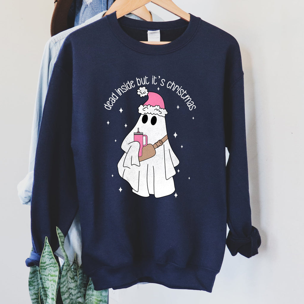 Dead Inside But It's Christmas Festive Snark Holiday Quote Cozy Winter Mood Edition Sweatshirt