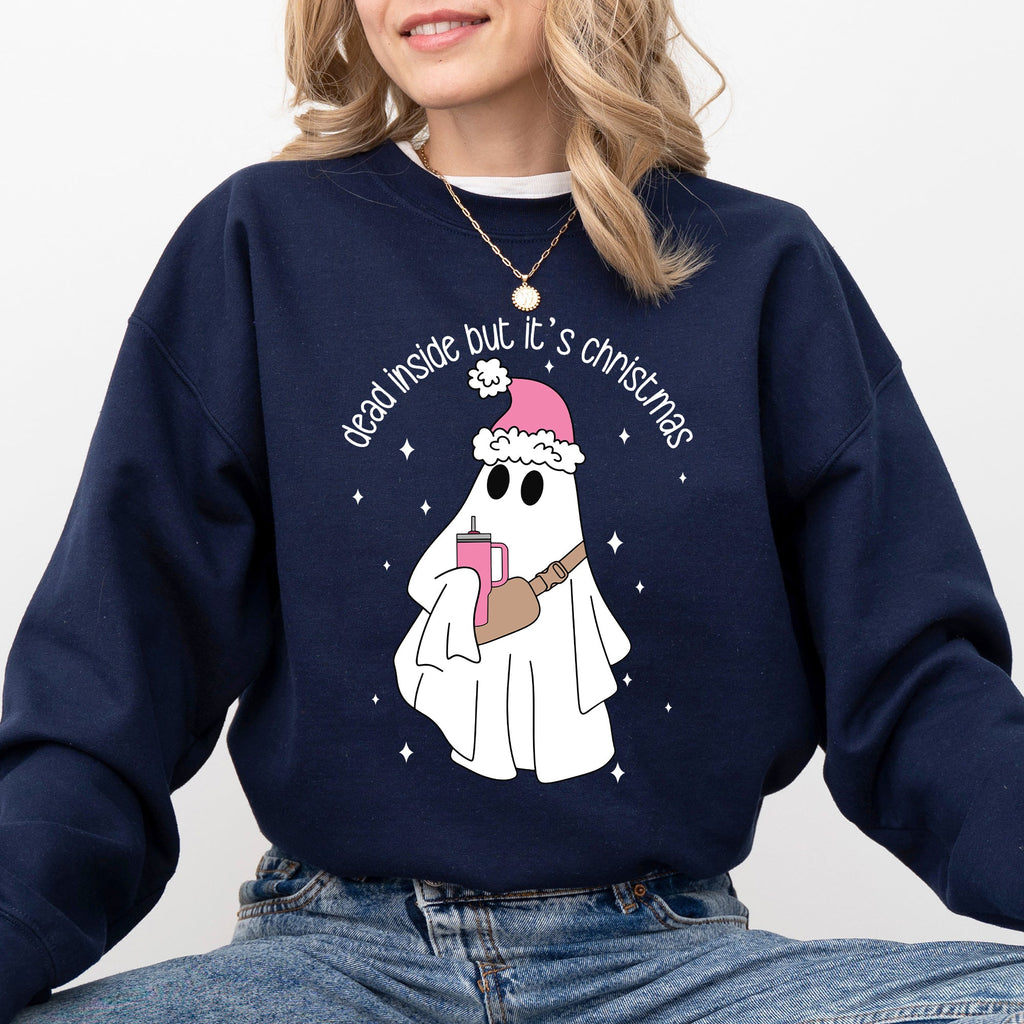 Dead Inside But It's Christmas Ghost Santa Bougie Winter Xmas Holiday Vibes Edition Sweatshirt