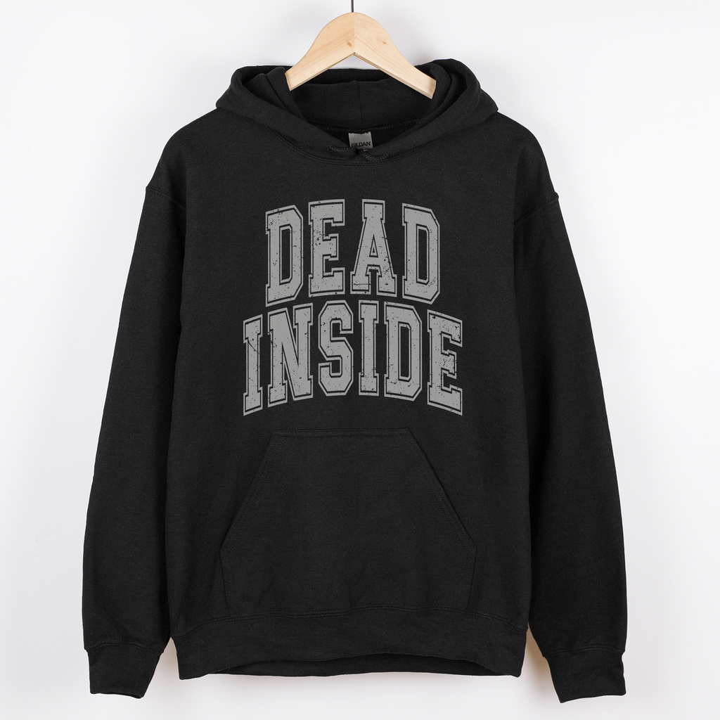 Dead Inside Mood Halloween Vibes Jack O Lantern Ghost Motif Retro Halloween Charm Cozy Fleece Hoodie