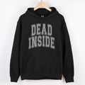 Dead Inside Mood Halloween Vibes Jack O Lantern Ghost Motif Retro Halloween Charm Cozy Fleece Hoodie