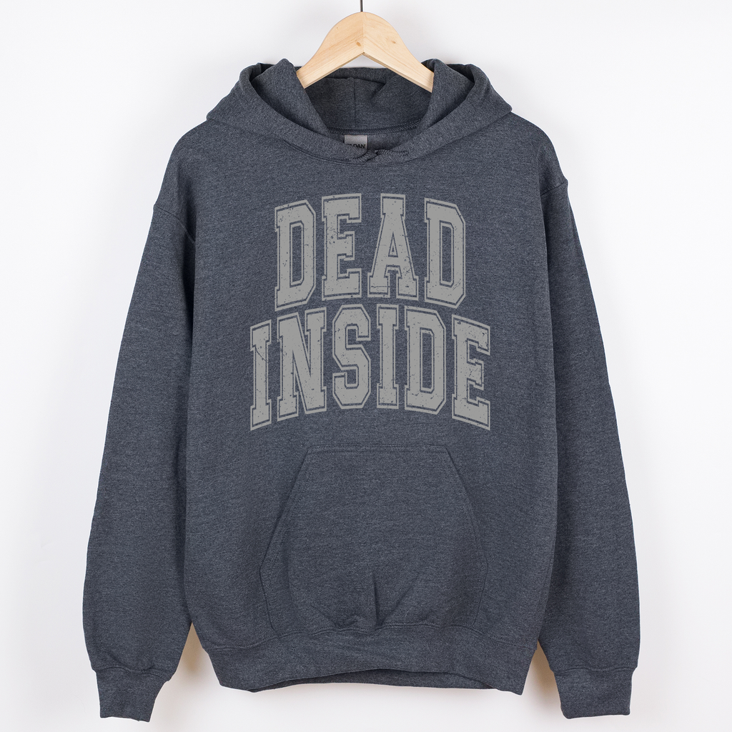 Dead Inside Mood Halloween Vibes Jack O Lantern Ghost Motif Retro Halloween Charm Cozy Fleece Hoodie