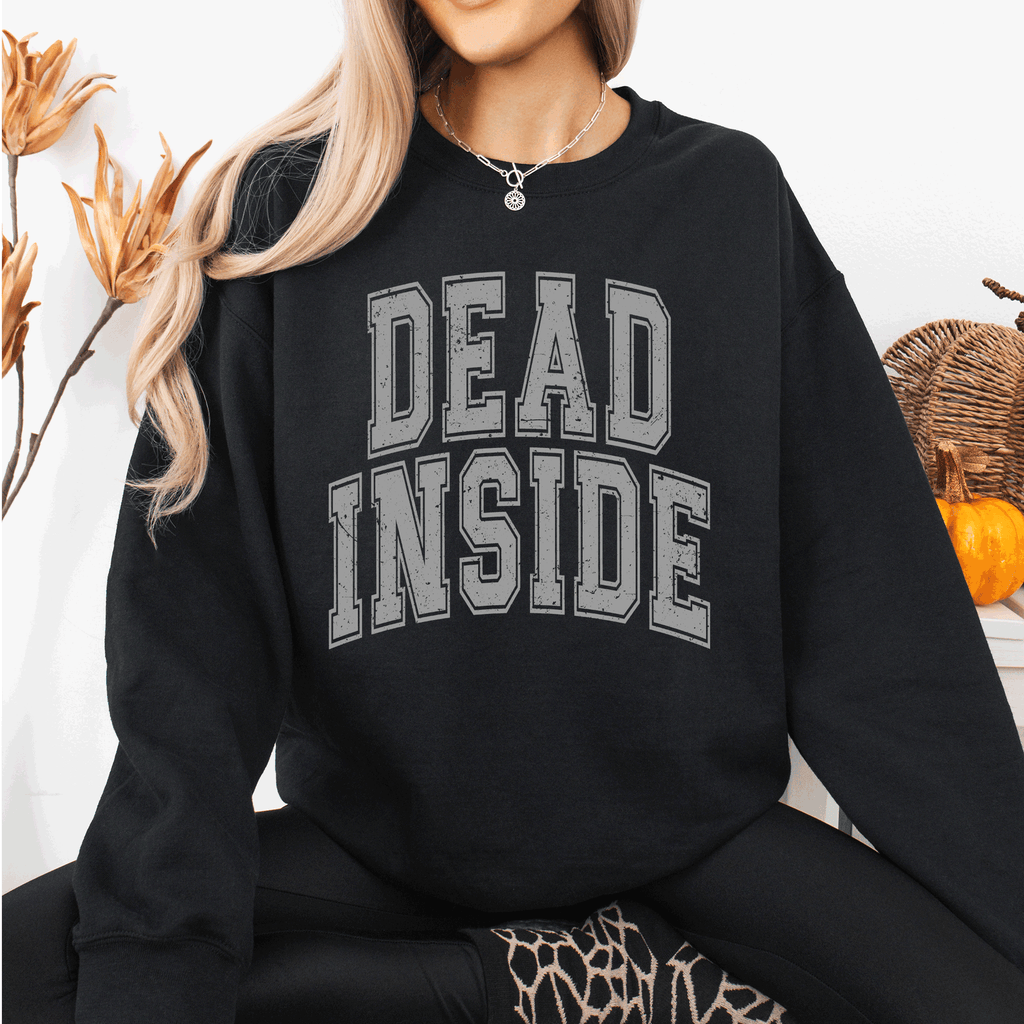Dead Inside Mood Halloween Vibes Autumn Night Fashion Statement Cozy Graphic Edition Sweatshirt