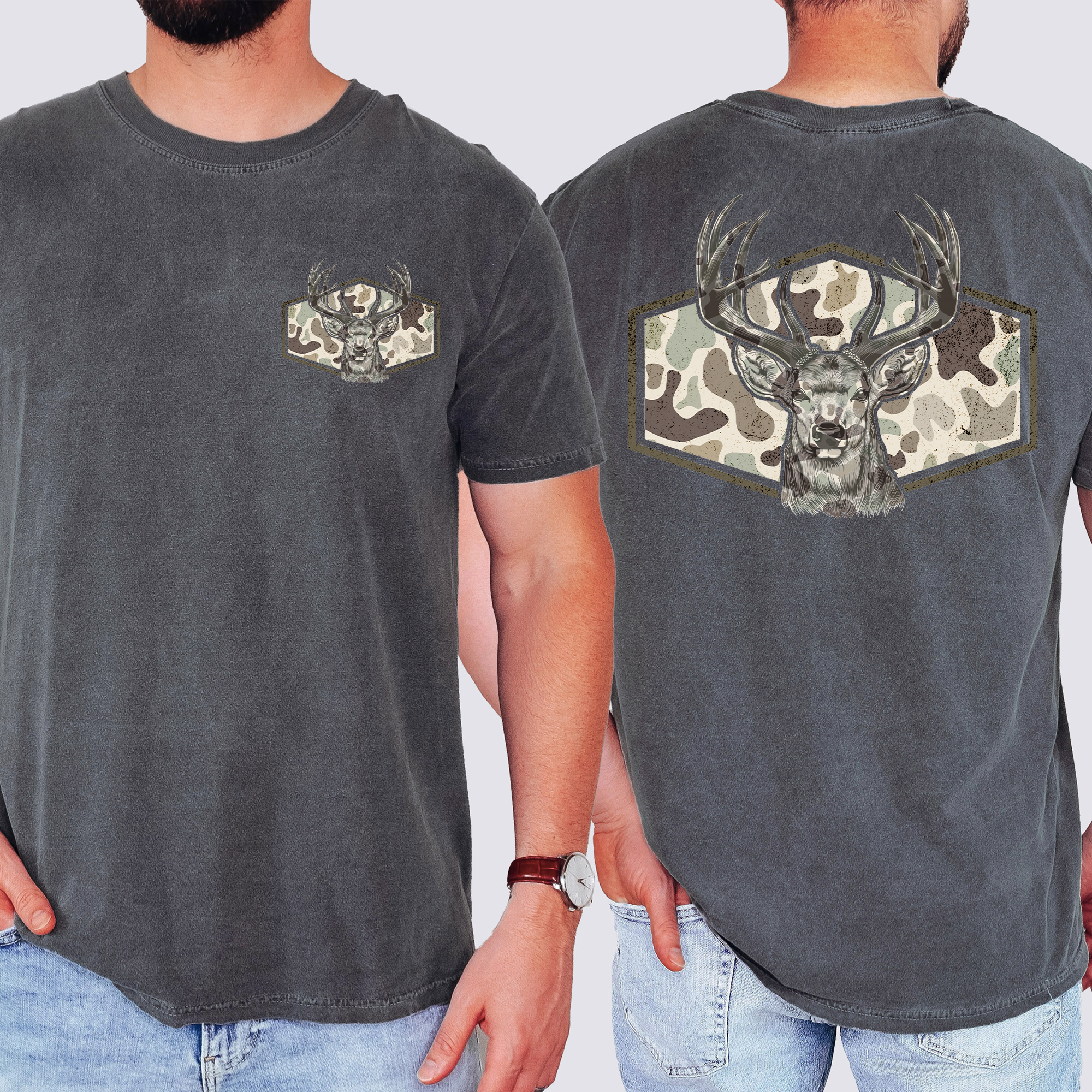 Dad's Camouflage Deer Hunting Outdoorsman Old School Style Trail Boss Comfort Colors Tee