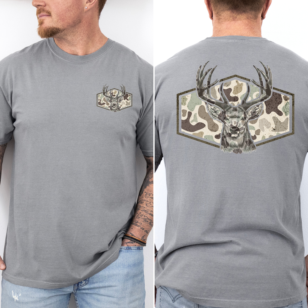 Dad's Camouflage Deer Hunting Outdoorsman Old School Style Trail Boss Comfort Colors Tee