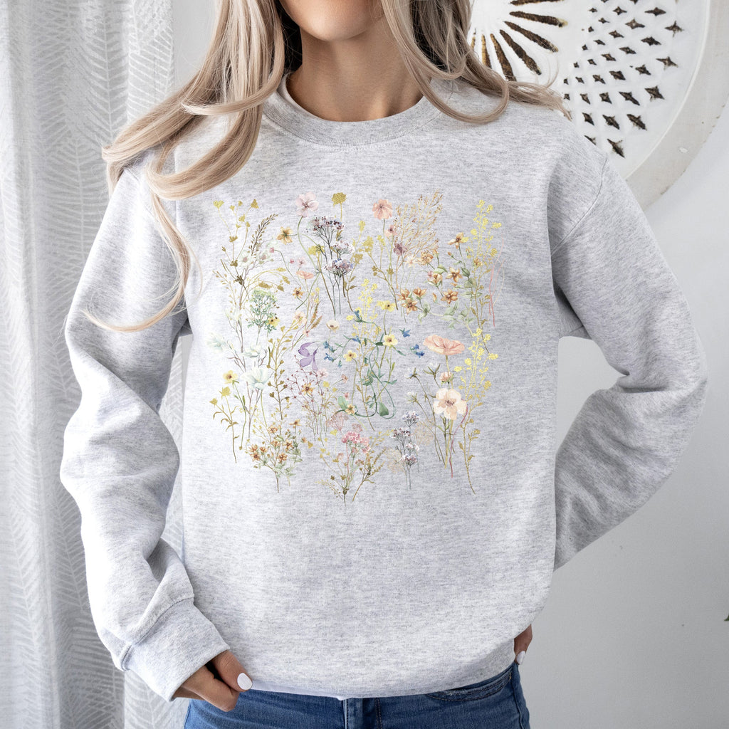 Delicate Wildflowers Forest Meadow Pressed Flowers Floral Collection Edition Sweatshirt