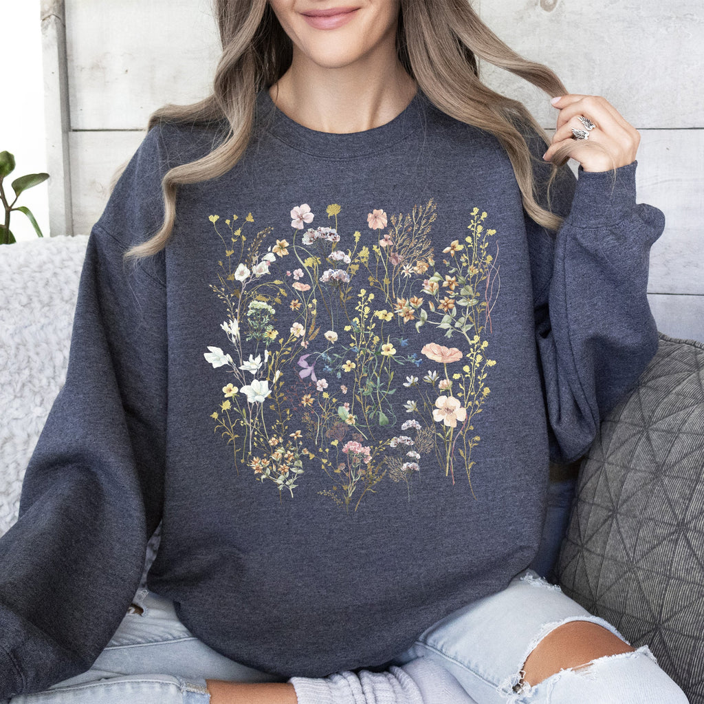 Delicate Wildflowers Forest Meadow Pressed Flowers Floral Collection Edition Sweatshirt