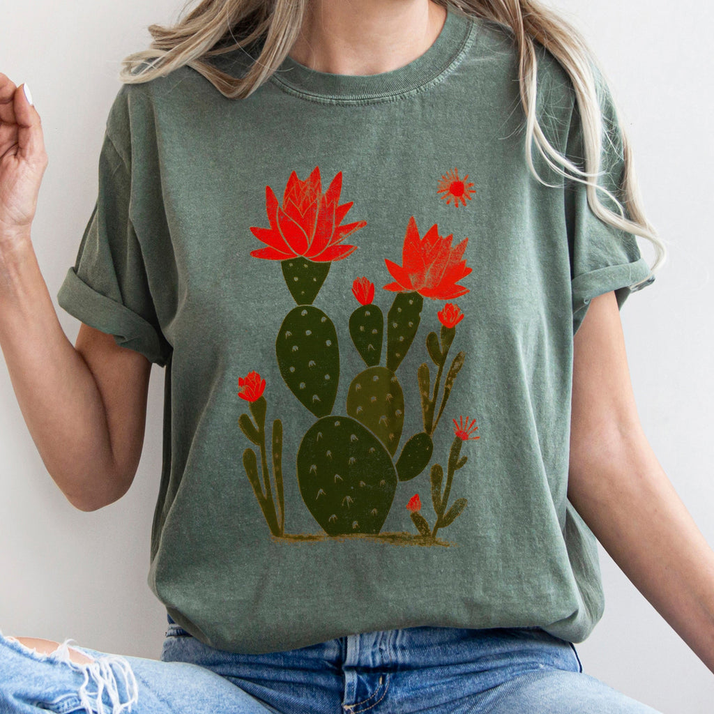 Desert Cactus Succulent Western Plants Southwest Desert Scene Graphic Elements Comfort Colors Tee