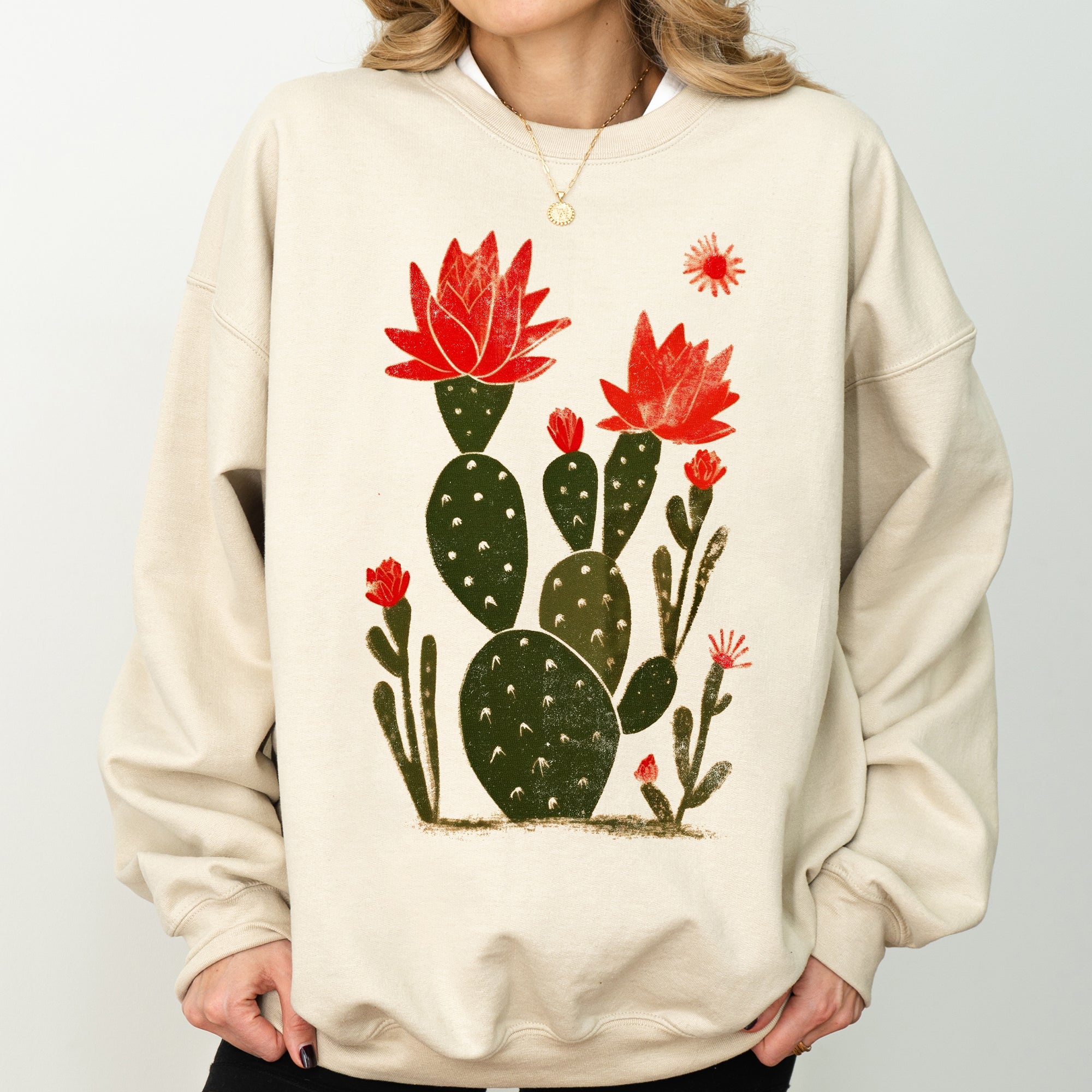 Desert Cactus Succulent Country Western Plants Nature Inspired Artwork Collection Sweatshirt