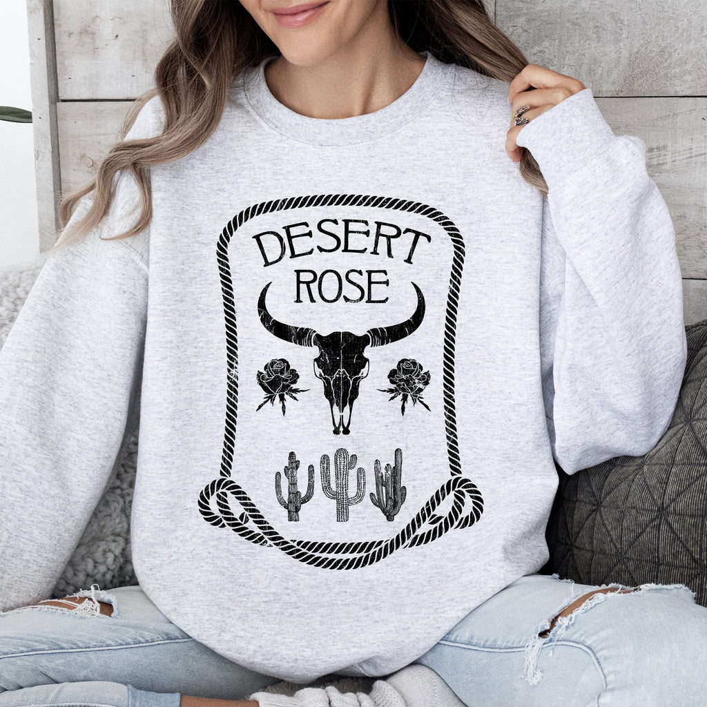 Desert Rose Skull Western Country Vintage-Inspired Limited Edition Graphic Sweatshirt