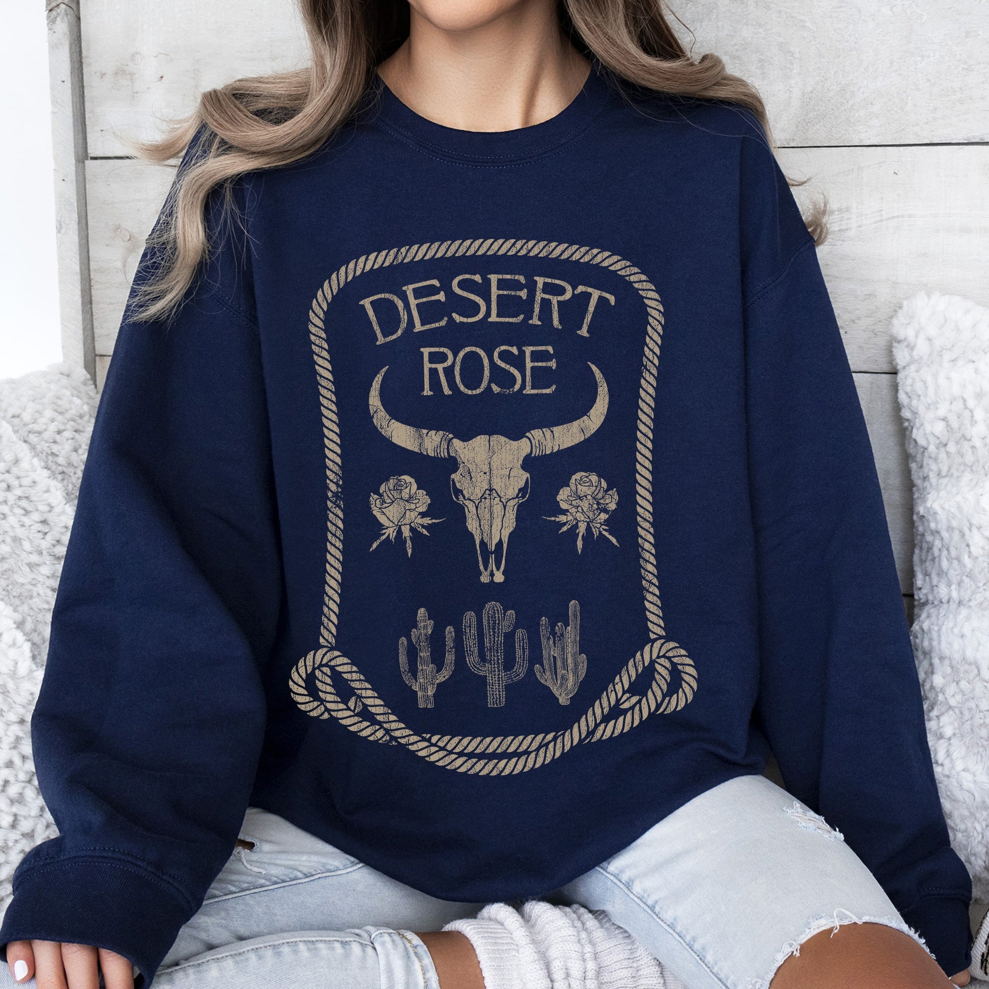 Desert Rose Western Cowgirl Cowboy Spirit Heritage Frontier Style Graphic Sweatshirt