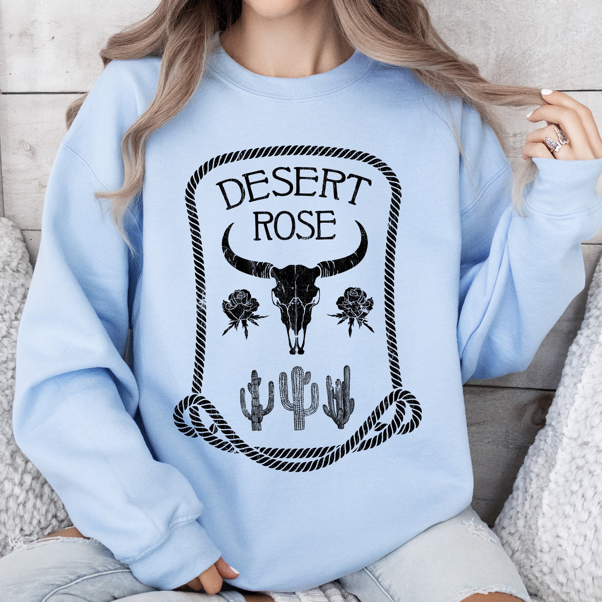 Desert Rose Western Cowgirl Cowboy Spirit Heritage Frontier Style Graphic Sweatshirt
