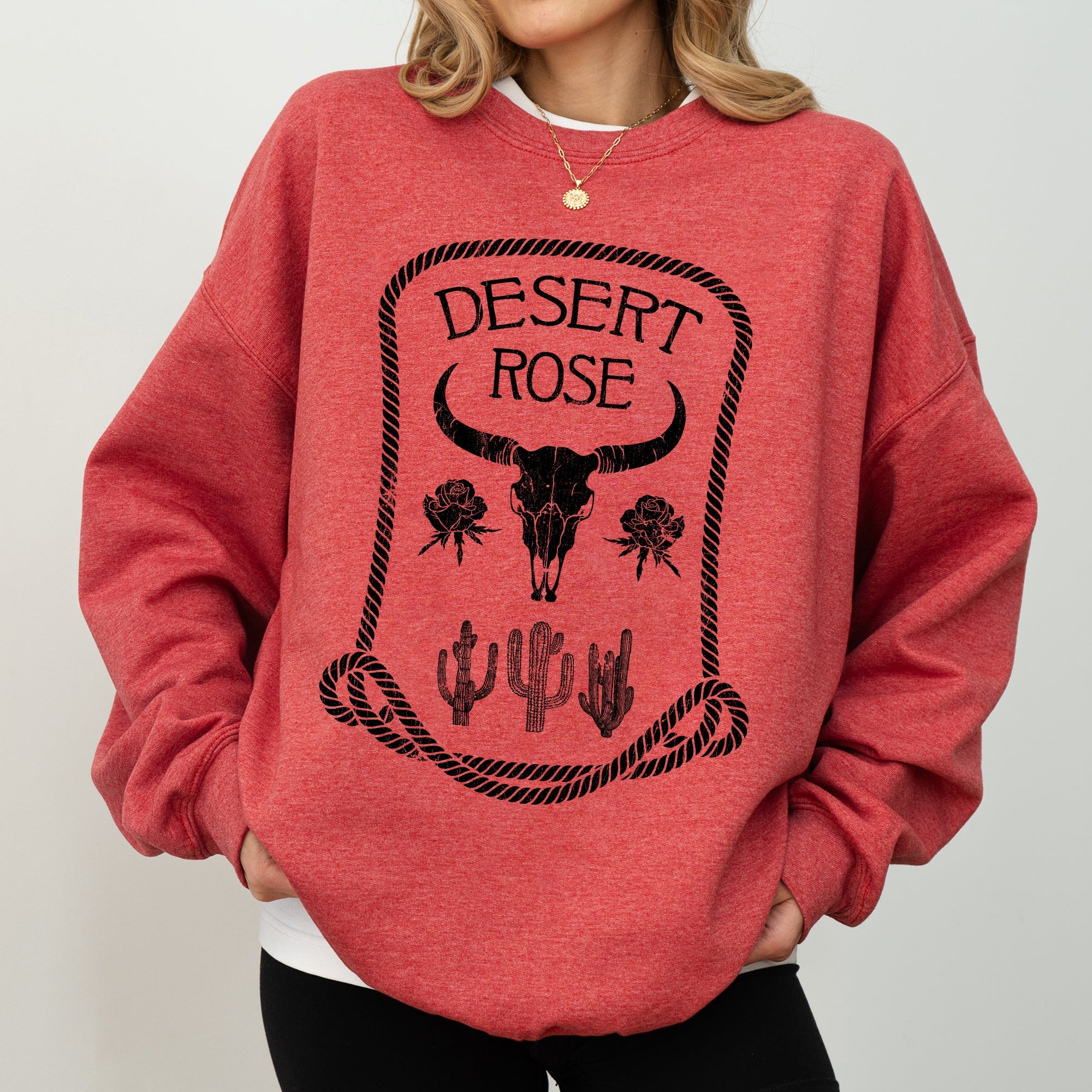 Desert Rose Western Cowgirl Cowboy Spirit Heritage Frontier Style Graphic Sweatshirt
