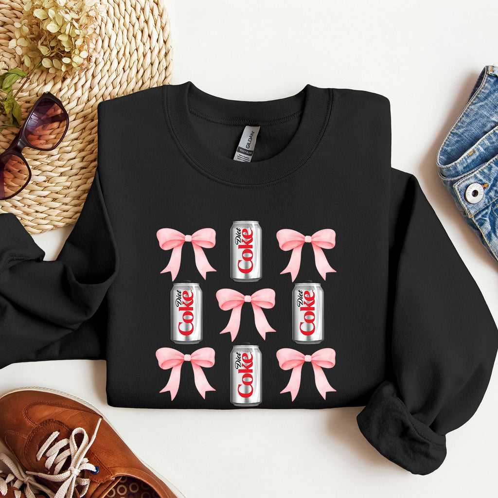 Diet Coke Soft Drink Coquette Preppy Soda Pop Bows Allover Print Vintage Inspired Sweatshirt
