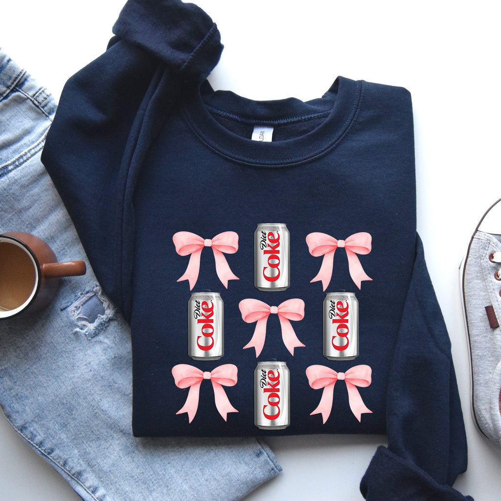 Diet Coke Soft Drink Coquette Preppy Soda Pop Bows Allover Print Vintage Inspired Sweatshirt