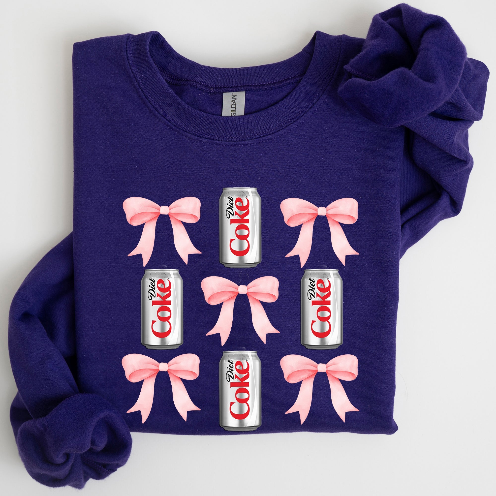 Diet Coke Soft Drink Coquette Preppy Soda Pop Bows Allover Print Vintage Inspired Sweatshirt