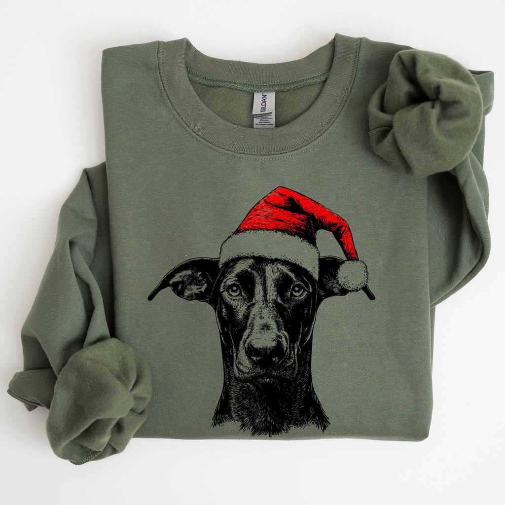 Doberman Santa Claus Christmas Dog Lover Pet Premium Festive Holiday Edition Cozy Sweatshirt
