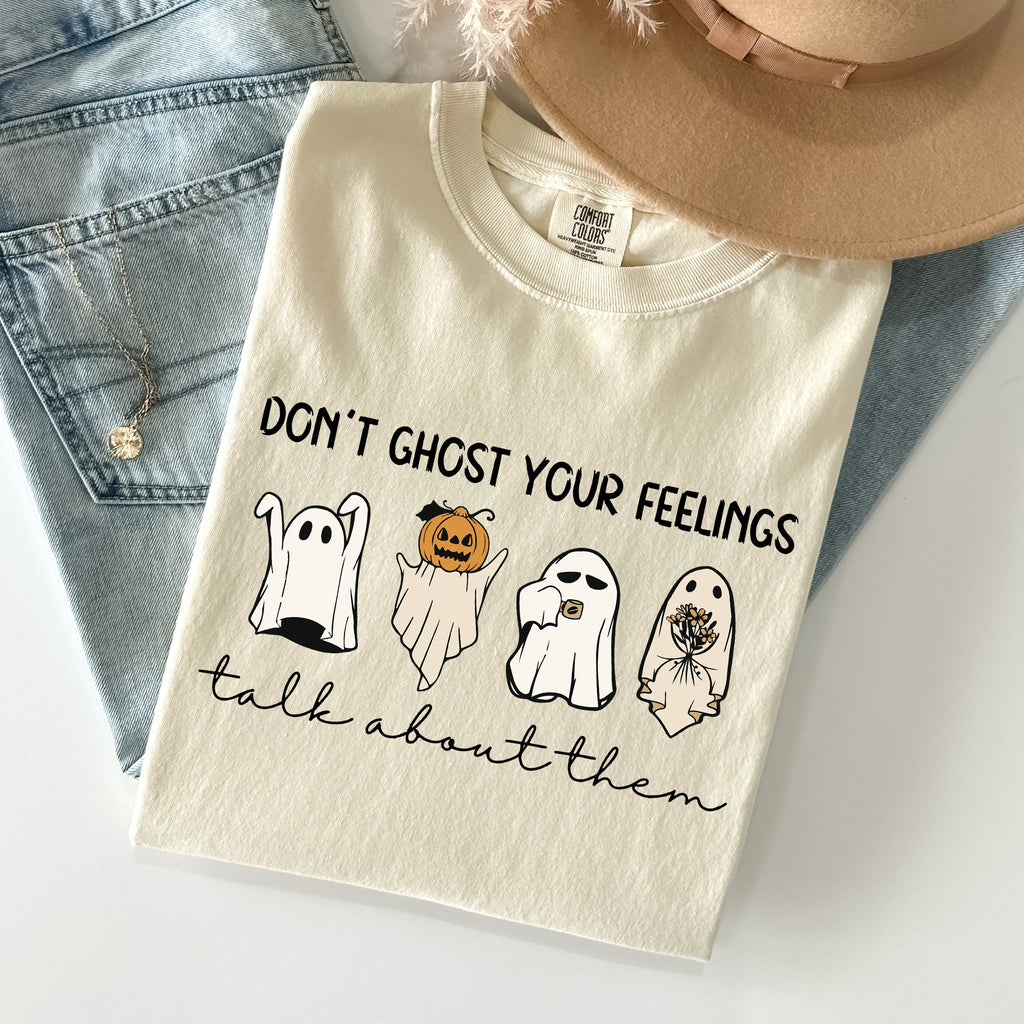 Don't Ghost Your Feeling, Talk Mental Health Awareness For Teachers Comfort Colors Tee