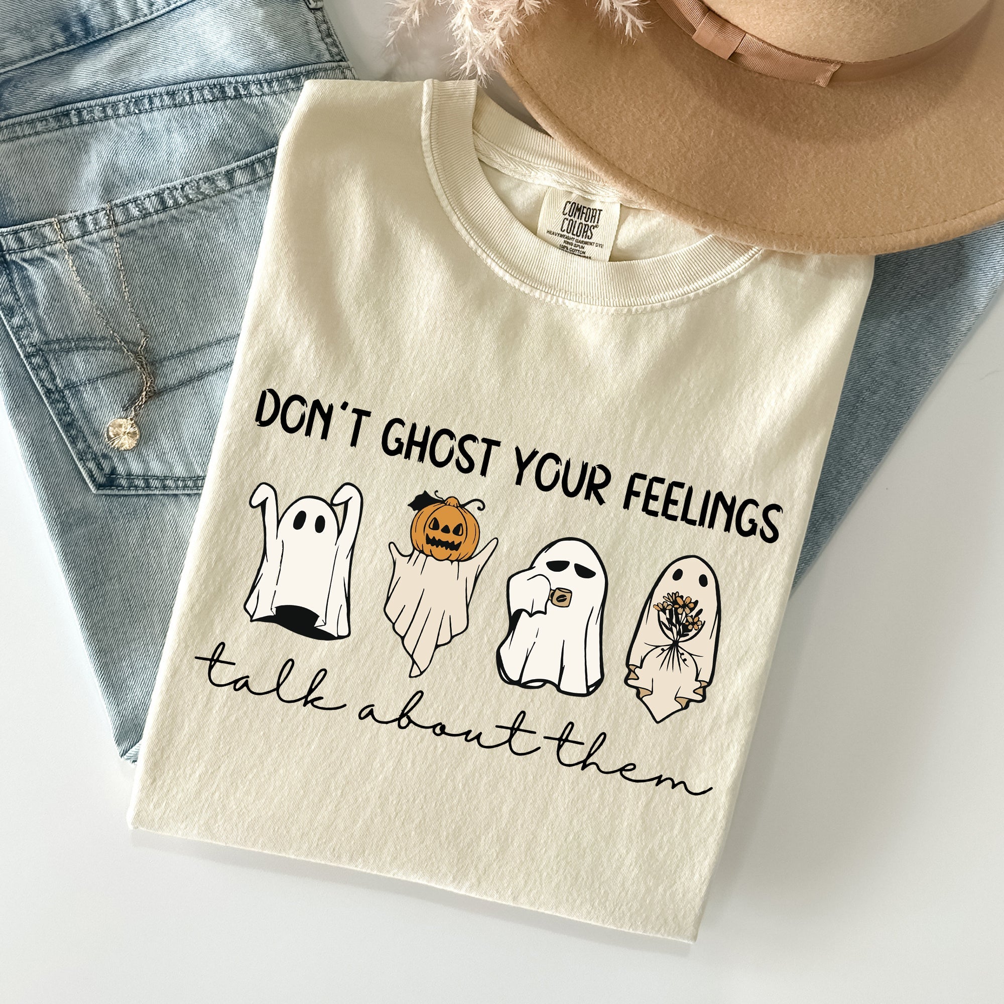 Don't Ghost Your Feeling, Talk Mental Health Awareness For Teachers Comfort Colors Tee