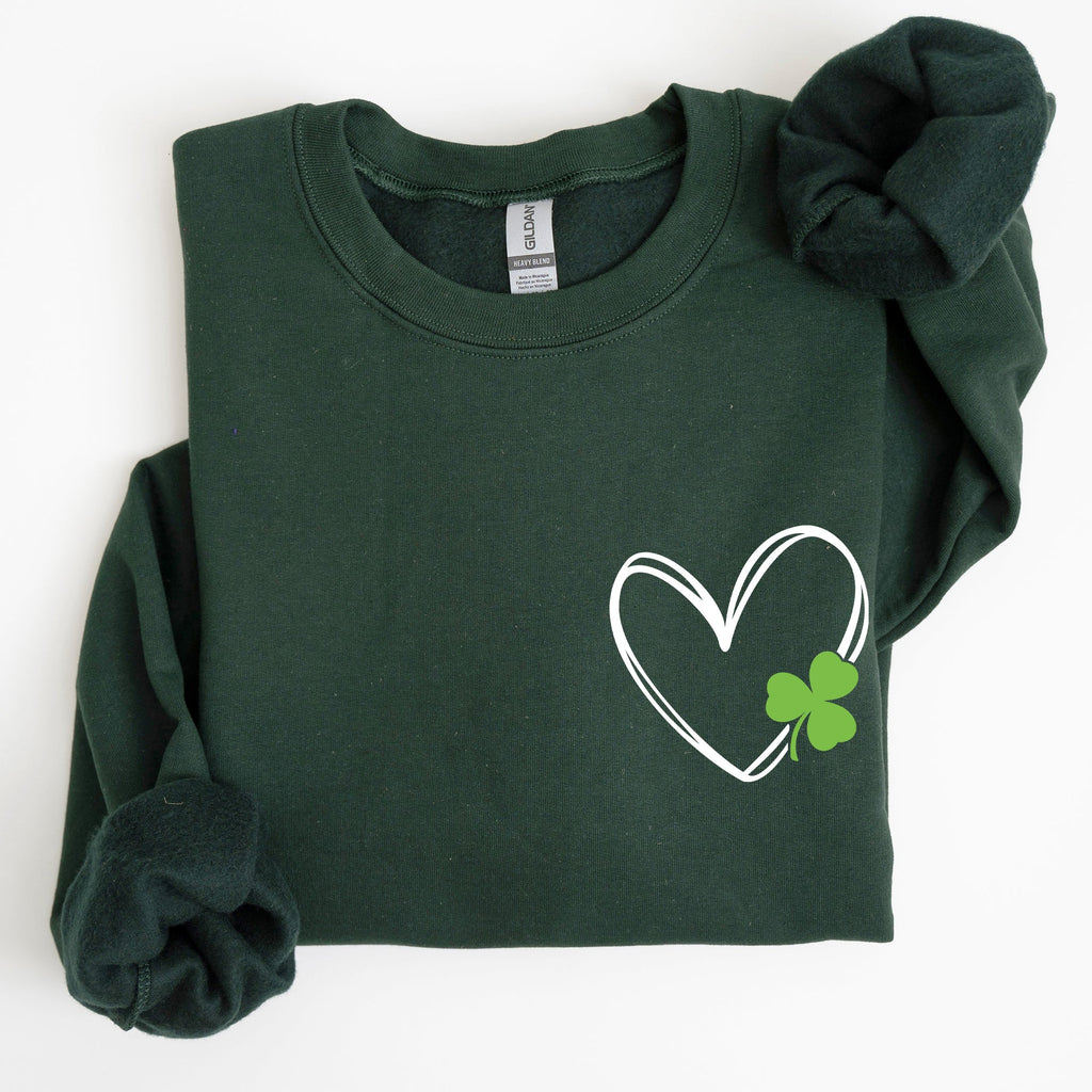 Double Heart With Shamrock Irish Love Symbol For St Patrick's Day Festive Graphic Emblem Sweatshirt