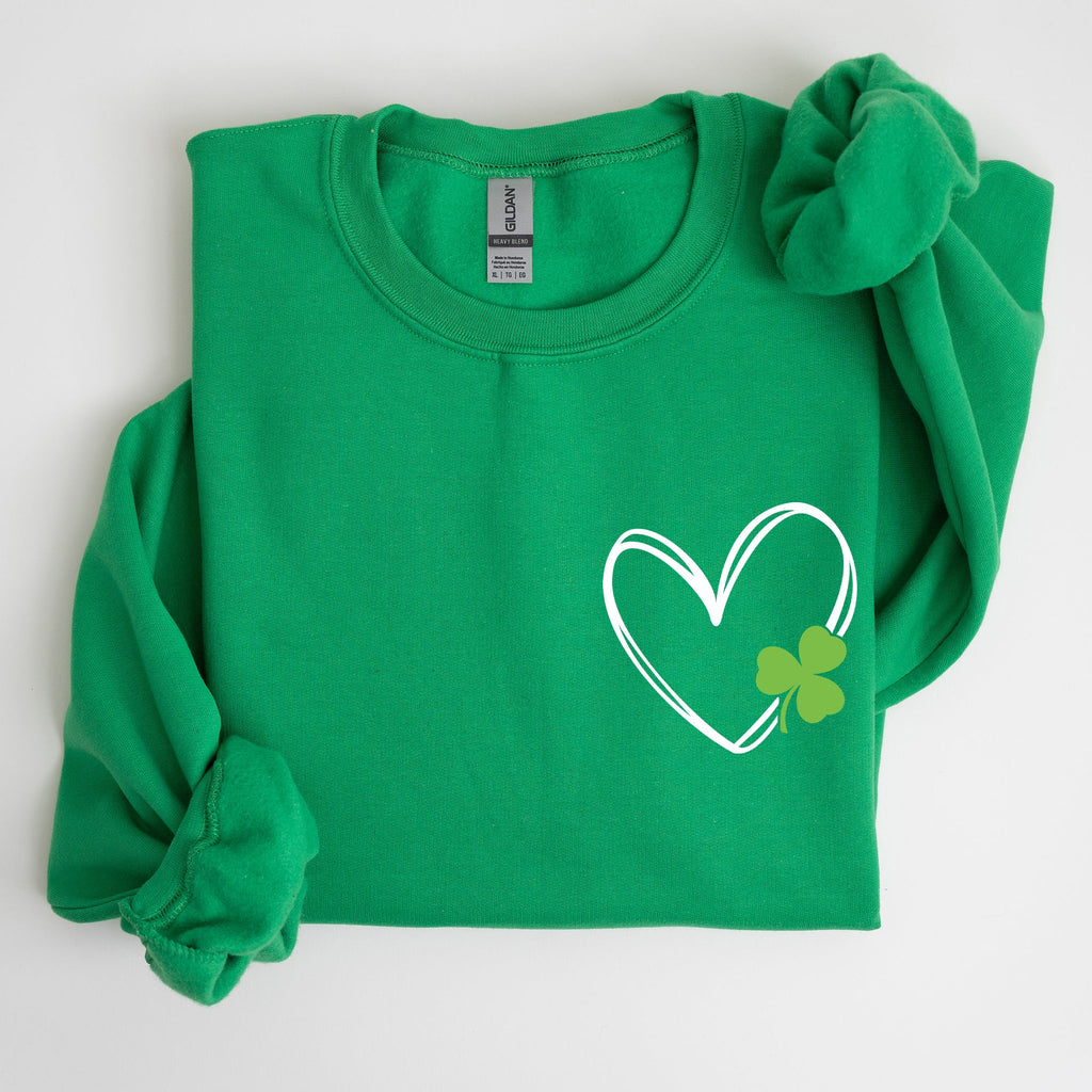 Double Heart With Shamrock Irish Love Symbol For St Patrick's Day Festive Graphic Emblem Sweatshirt