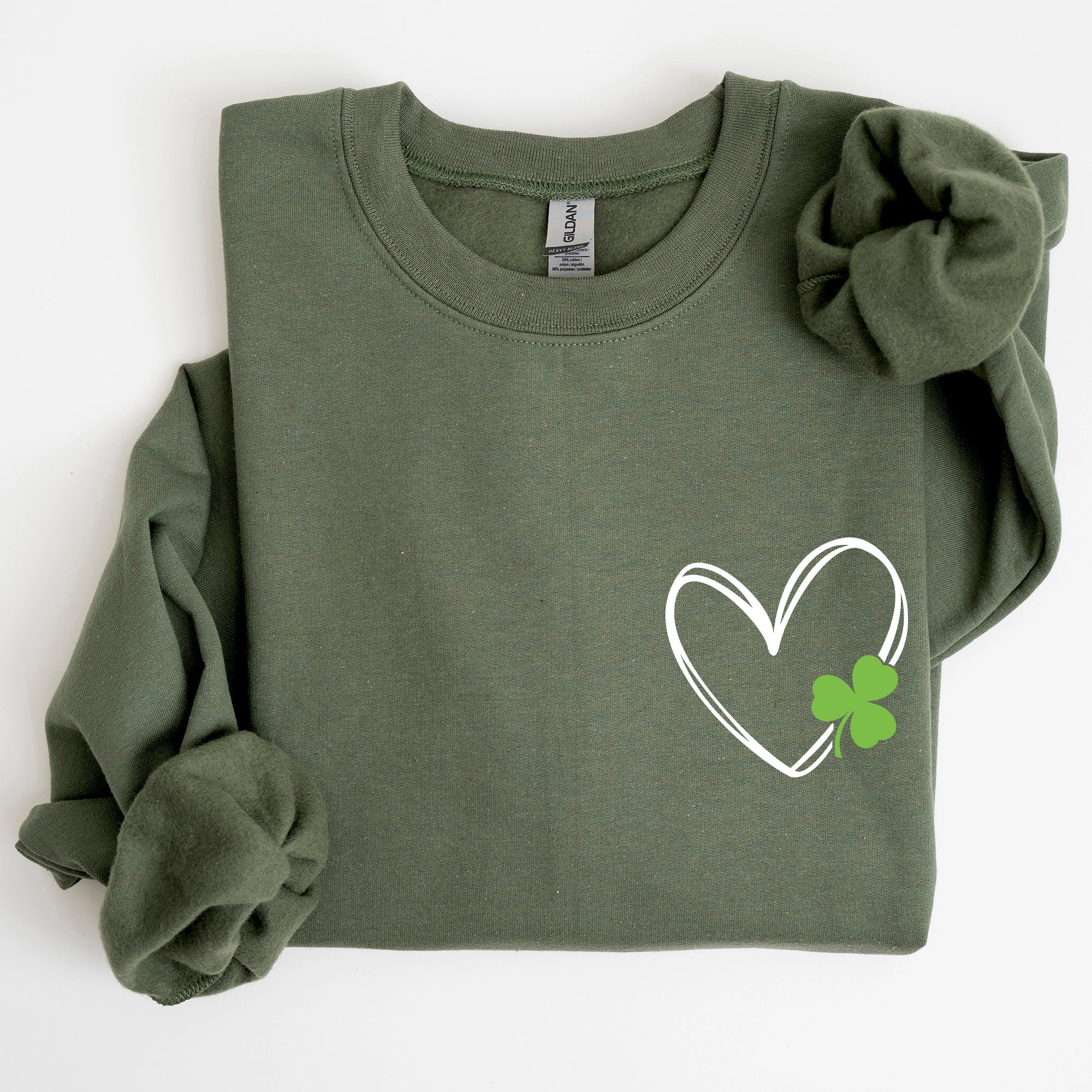 Double Heart With Shamrock Irish Love Symbol For St Patrick's Day Festive Graphic Emblem Sweatshirt