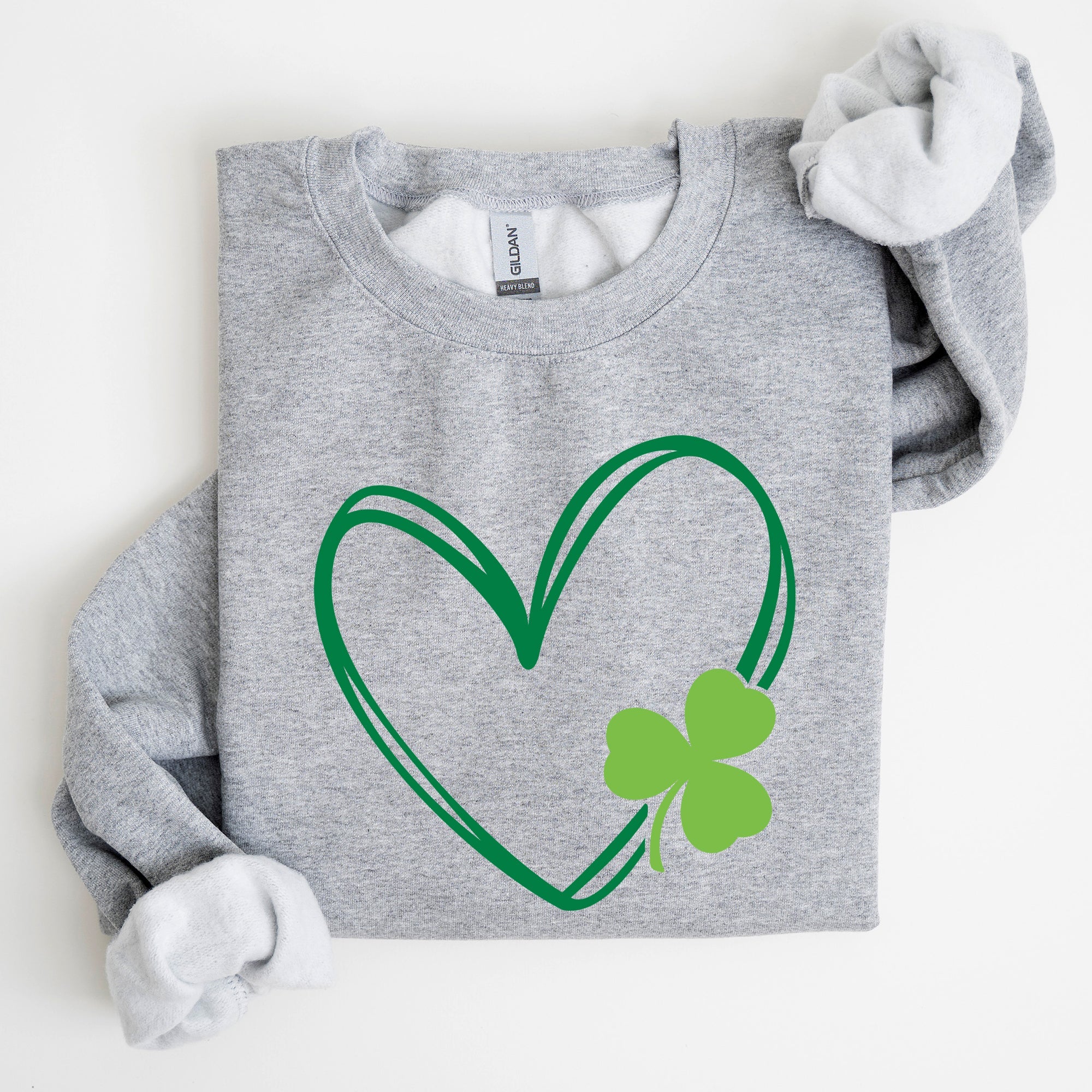 Double Heart And Shamrock St Patrick's Day Celebration Graphic Artwork Sweatshirt