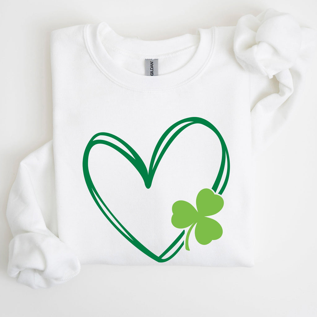 Double Heart And Shamrock St Patrick's Day Celebration Graphic Artwork Sweatshirt