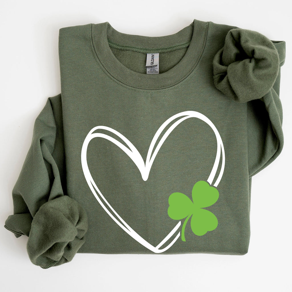 Double Heart And Shamrock St Patrick's Day Celebration Graphic Artwork Sweatshirt