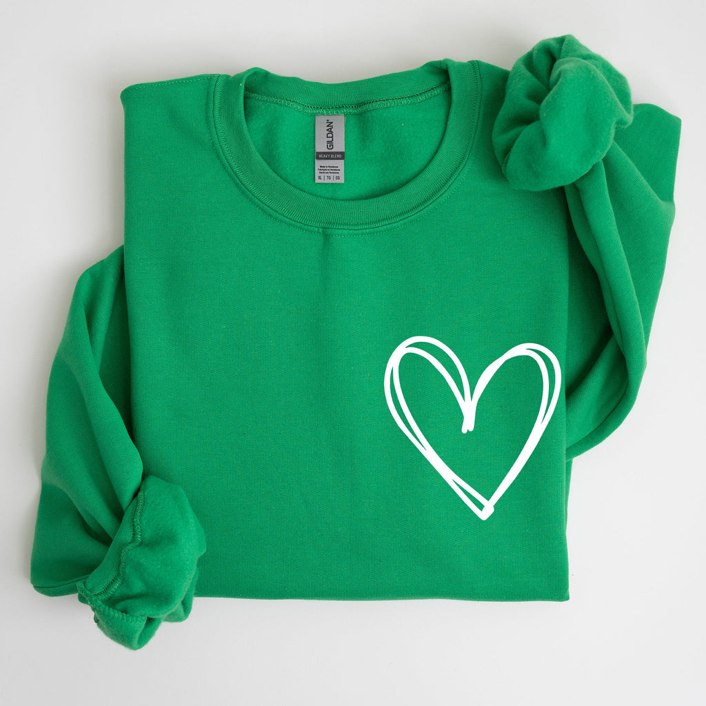 Double Heart Pocket Print St Patrick's Day Celebration Seasonal Cozy Soft Sweatshirt