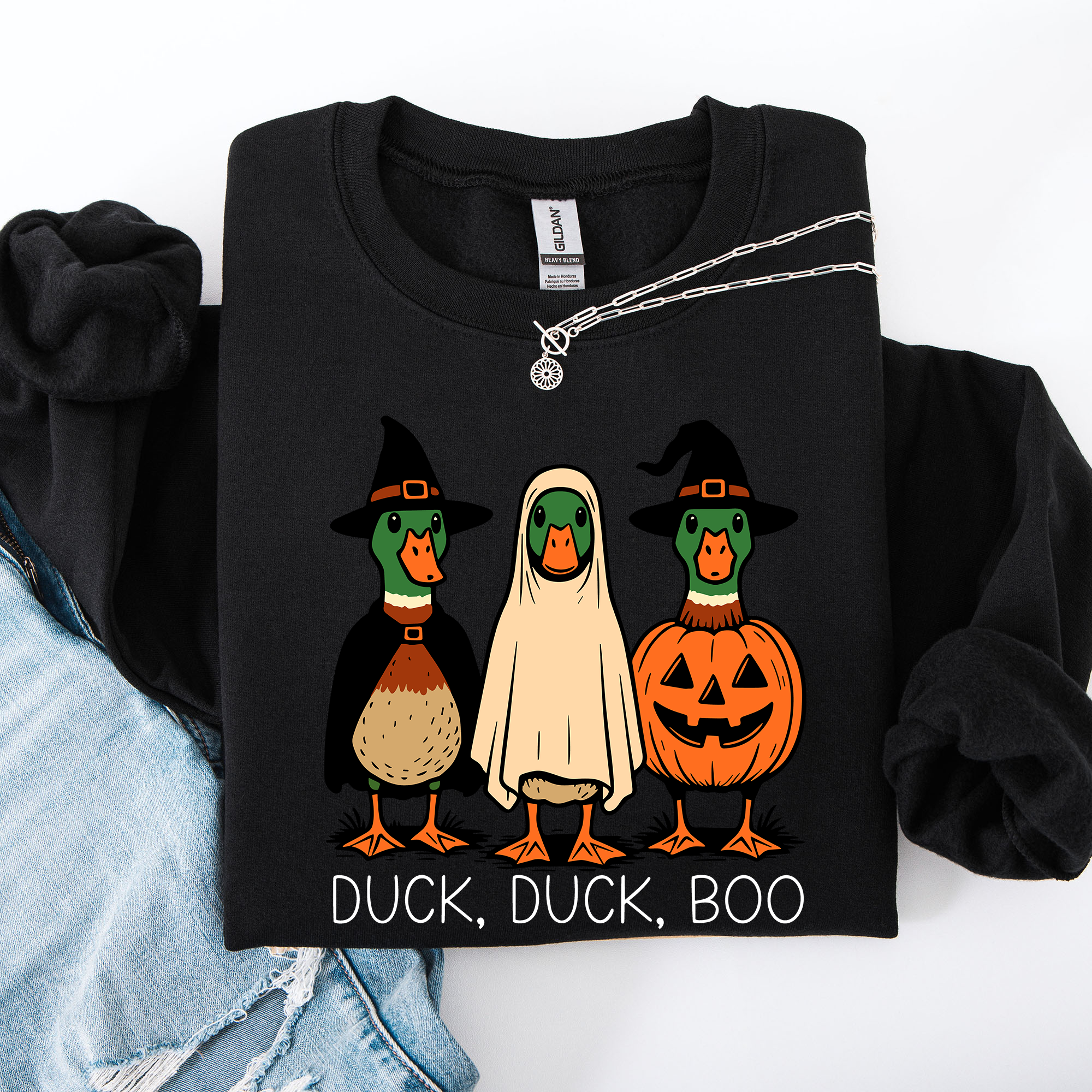 Duck Duck Boo Halloween Goose Ghost Witch Trick or Treat Spooky Season Sweatshirt