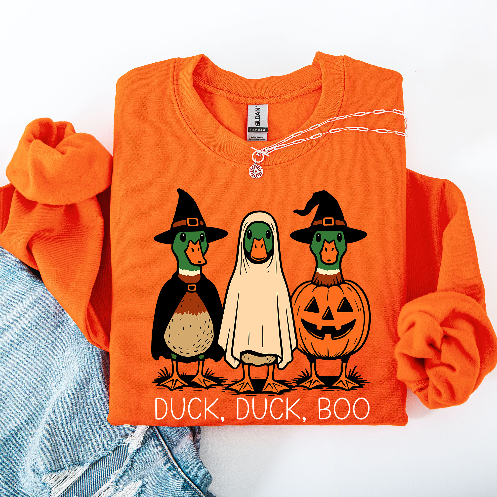 Duck Duck Boo Halloween Goose Ghost Witch Trick or Treat Spooky Season Sweatshirt