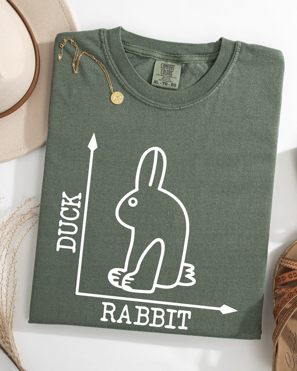 Duck Rabbit Meme Optical Illusion Limited Run Edition Graphic Design Comfort Colors Tee