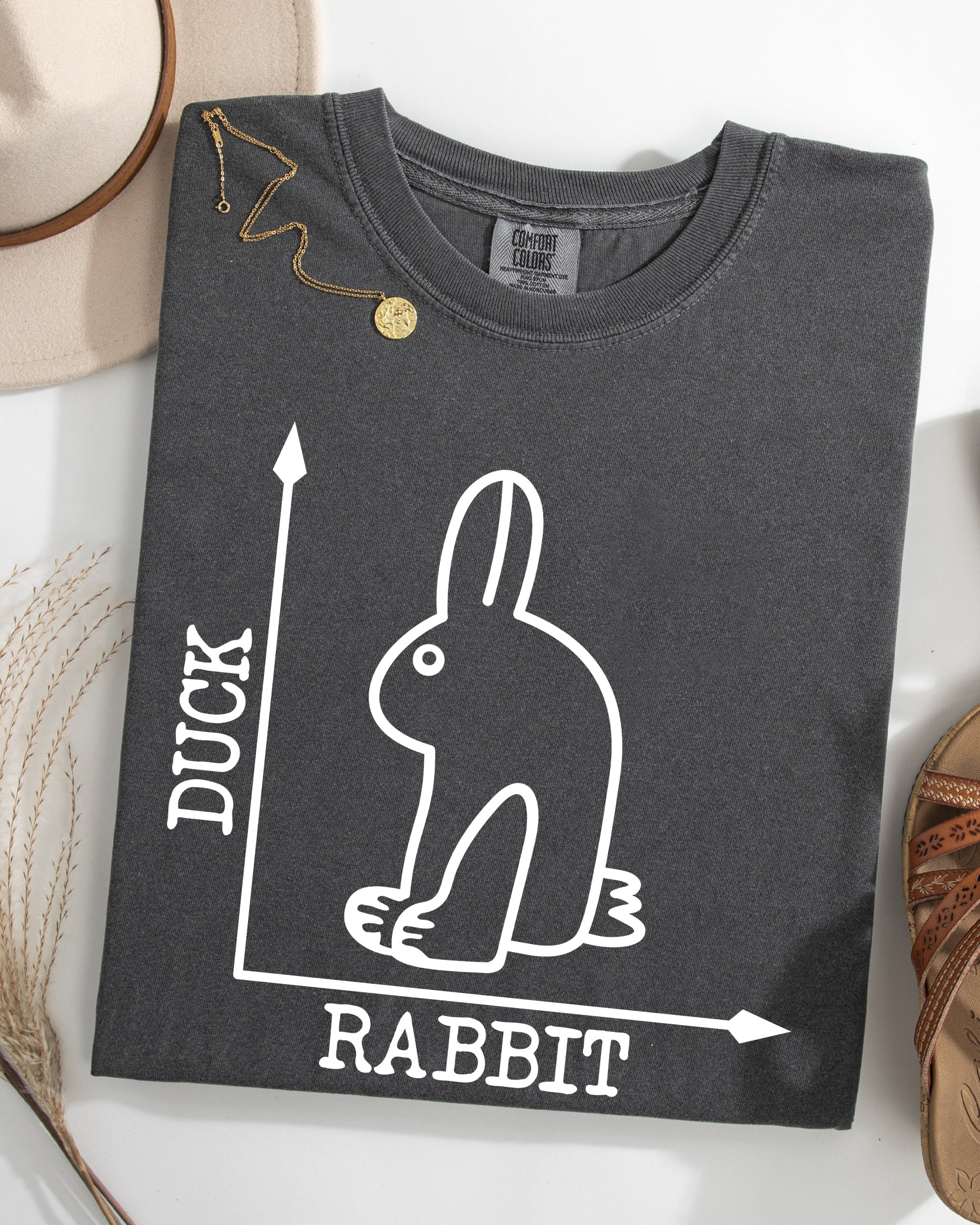 Duck Rabbit Meme Optical Illusion Limited Run Edition Graphic Design Comfort Colors Tee
