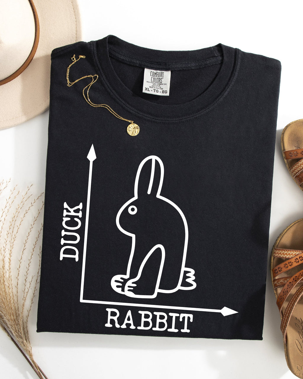 Duck Rabbit Meme Optical Illusion Limited Run Edition Graphic Design Comfort Colors Tee