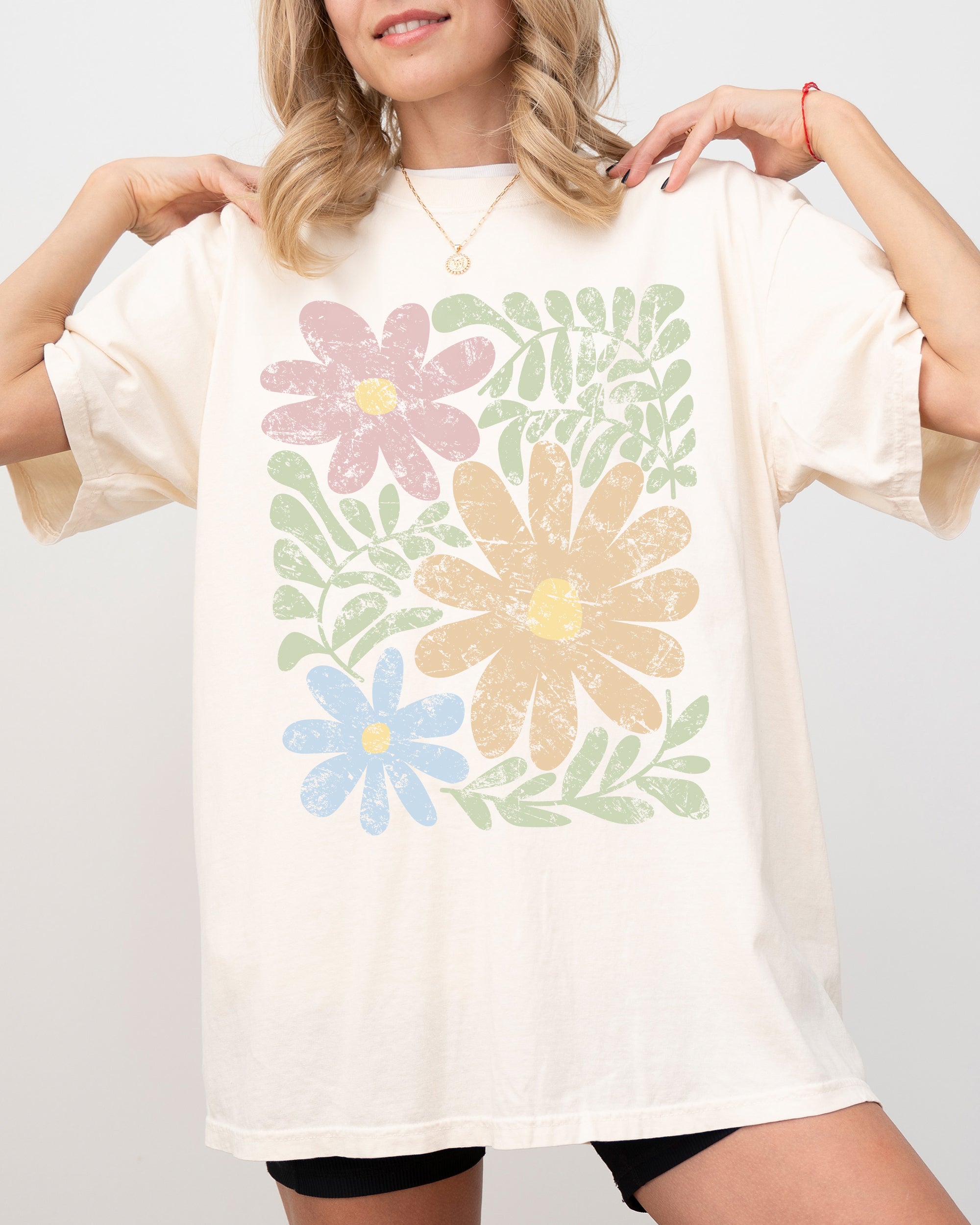 Earthy Gorgeous Abstract Flowers Boho Floral Design Summer Vibes Gardening Festival Nature Comfort Colors Tee