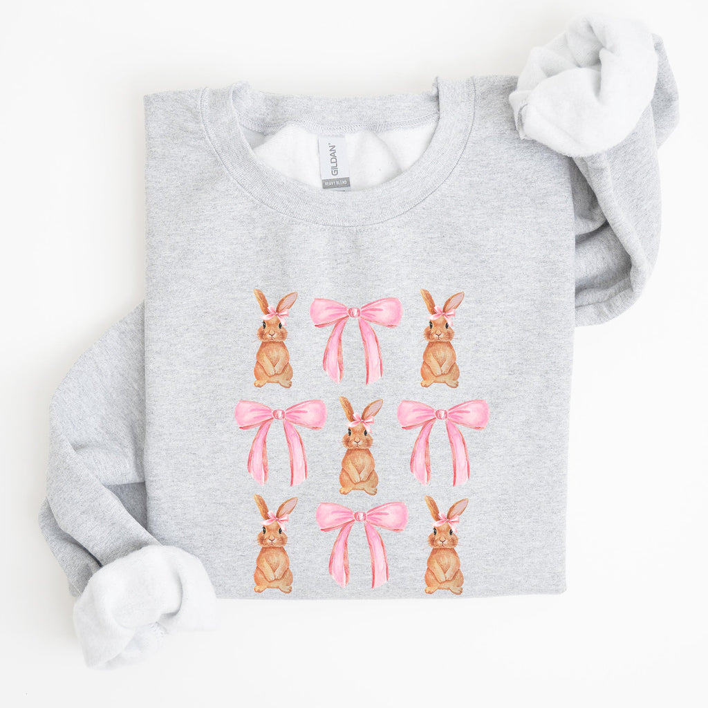 Whimsical Easter Bunnies With Pink Bows Coquette Soft Girl Era Sweatshirt