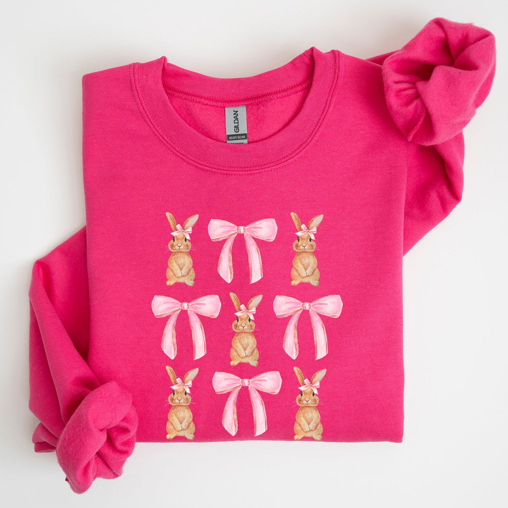 Whimsical Easter Bunnies With Pink Bows Coquette Soft Girl Era Sweatshirt