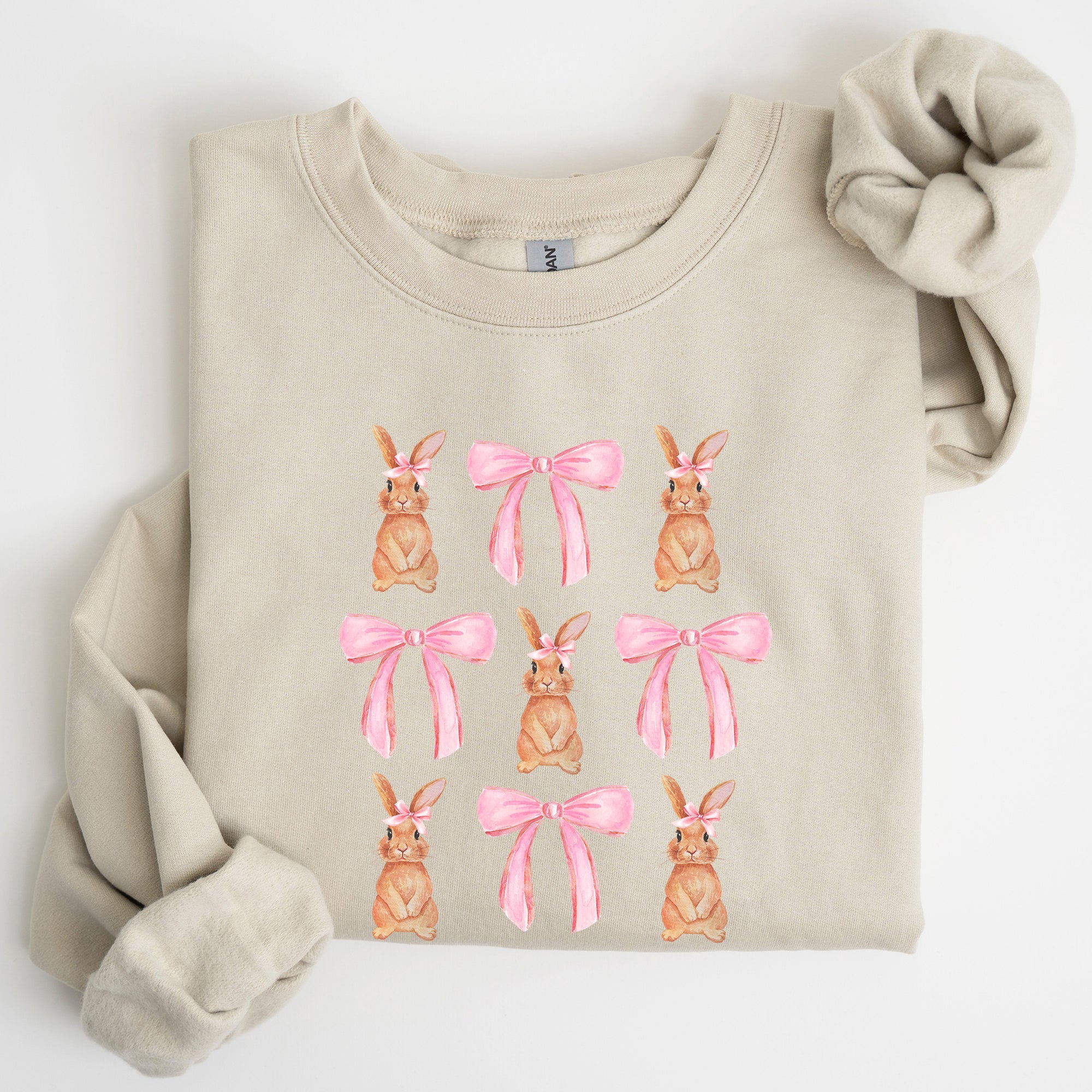 Whimsical Easter Bunnies With Pink Bows Coquette Soft Girl Era Sweatshirt