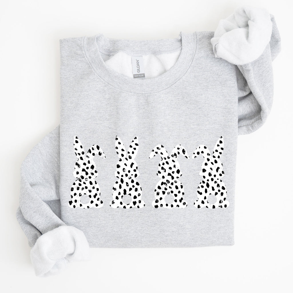 Easter Bunnies Polka Dot Dalmatian Print Festive Spring Fashion Pattern Cozy Sweatshirt