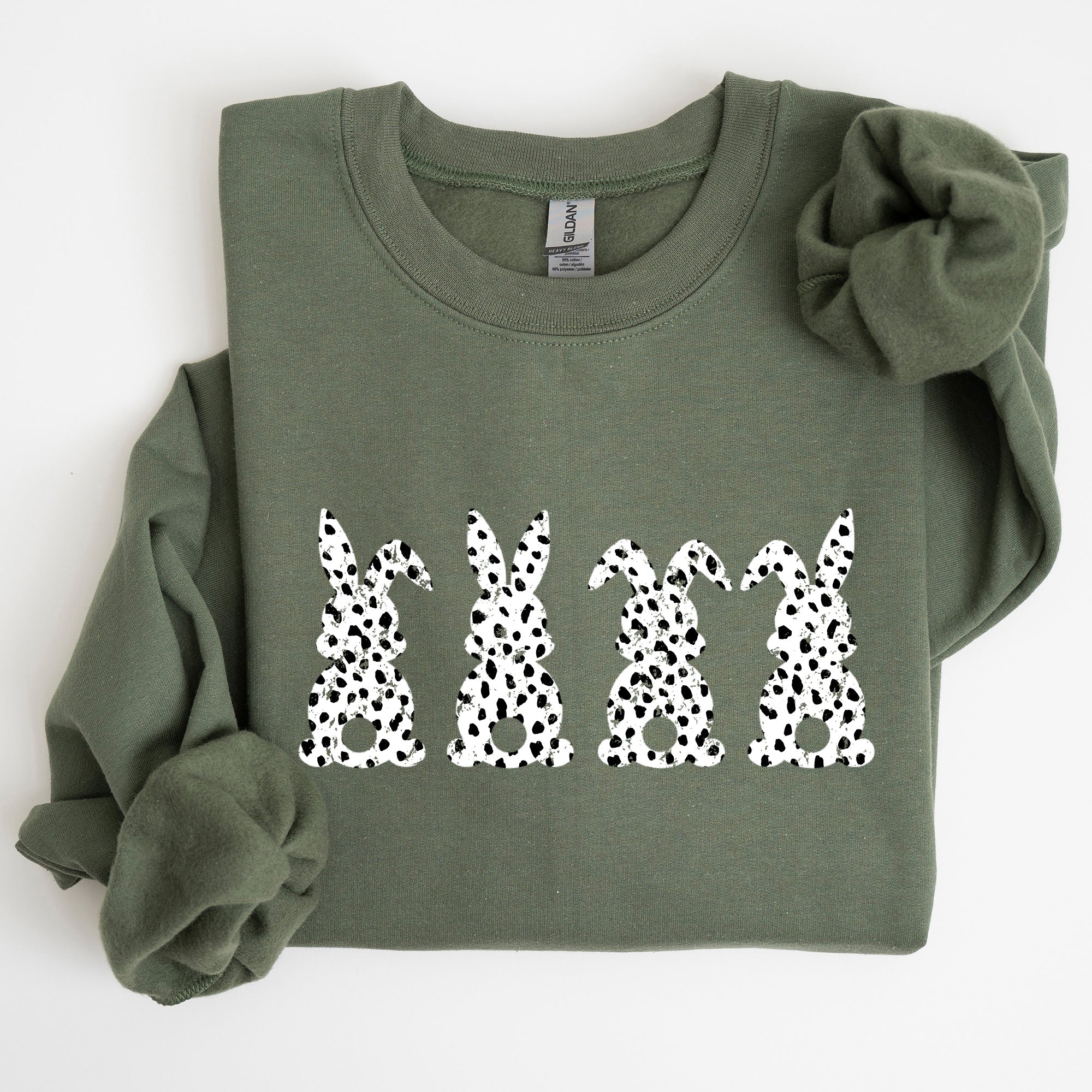 Easter Bunnies Polka Dot Dalmatian Print Festive Spring Fashion Pattern Cozy Sweatshirt