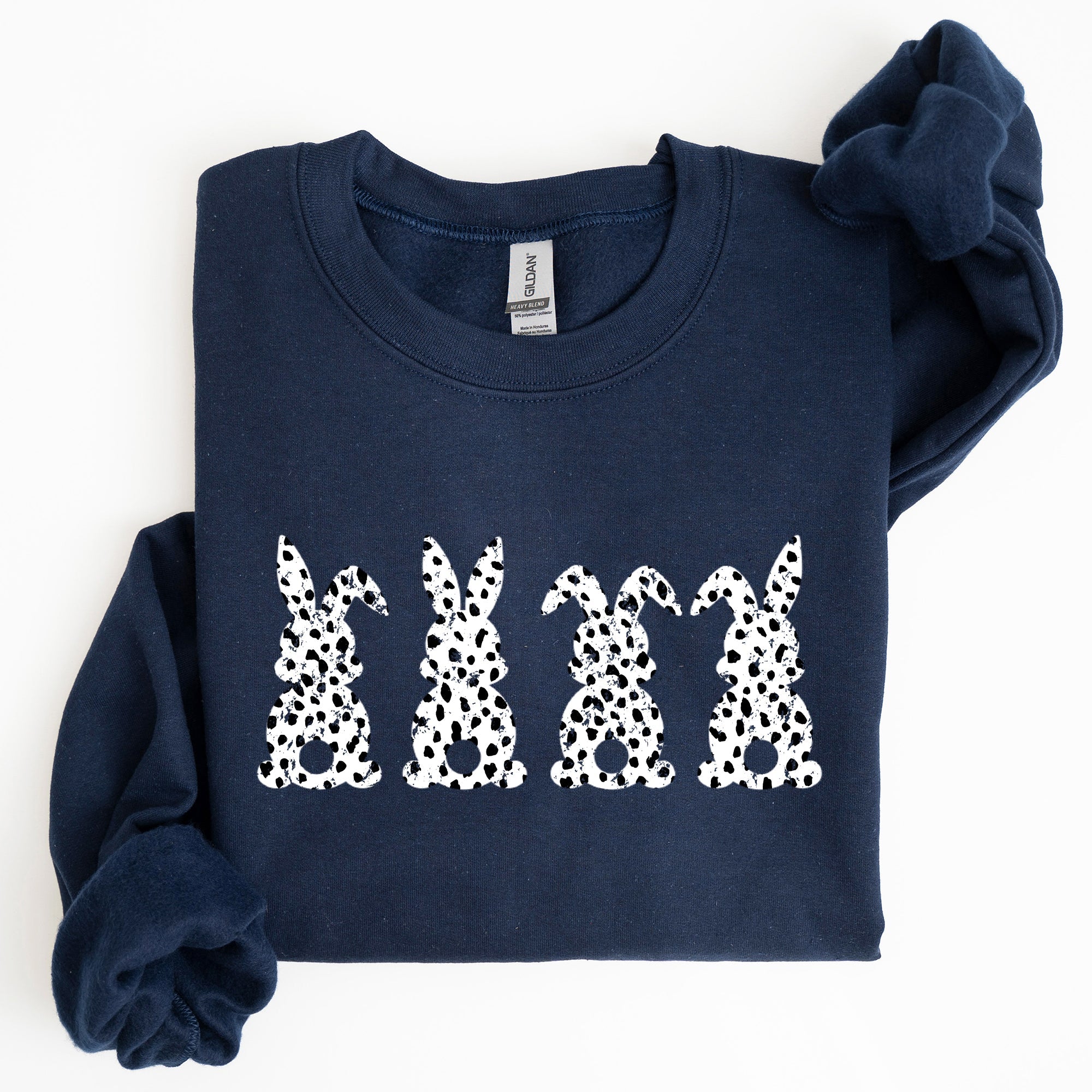 Easter Bunnies Polka Dot Dalmatian Print Festive Spring Fashion Pattern Cozy Sweatshirt